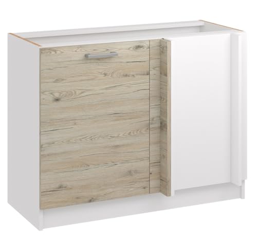 roe furniture Eckschrank 105 cm - Eckunterschrank - Küchenschrank - Küchenmöbel - Küchenunterschrank - Schrank Küche - Unterschrank Küche - Küchenschränke Einzeln Eiche Bordeaux