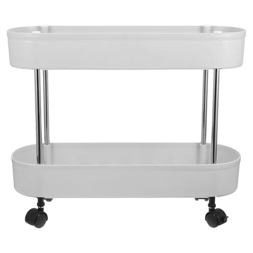 DOITOOL Chariot Pratique ou à Rangement et en Niveaux de Plastique à 2 roulettes Léger Mobile Design Double Couche Cuisine, Salle de Bain Chambre