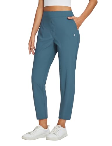 baleaf Womens Travel Pants Lightweight Stretch with Zipper Pockets Petite Ankle Dressy Golf Work Business Casual Slacks
