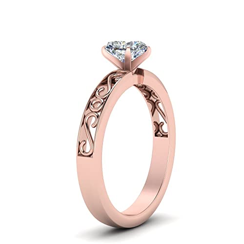 Anneau de pierre unique pour bague de fiançailles solitaires plaqué or rose taille 47-70