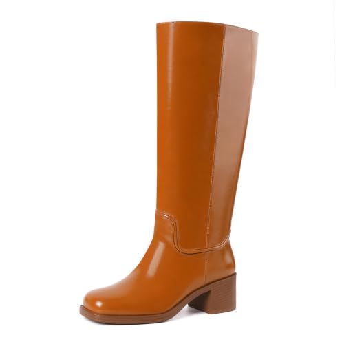 Image of Knee High Boots for Women Chunky Block Heel Tall Boots