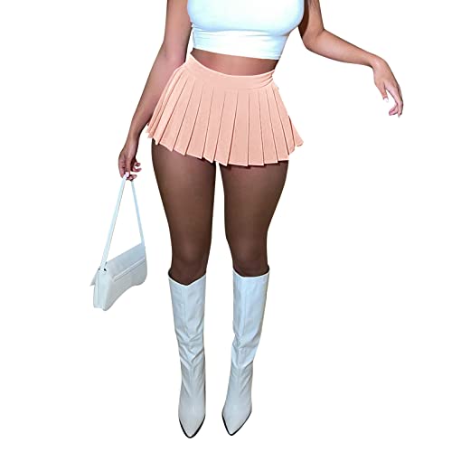 Minissaias plissadas femininas sexy clube Y-2k cintura alta elástico tênis skater saia evasê mini sa