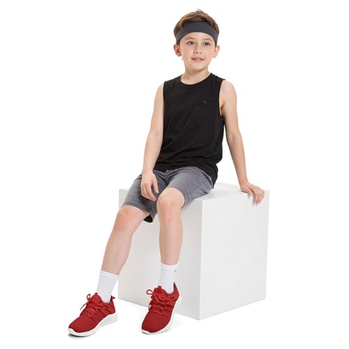RUNSIDE Boys Girls Tennis Shoes Kids Lightweight Breathable Sneakers Lace-up Running Athletic Shoes for Toddler/Little Kid/Big Kid Red