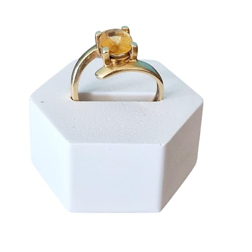 Lolydol Porte bague anneau porte bijoux présentoir artisanal en plâtre céramique (Héxagonal 1 bague)