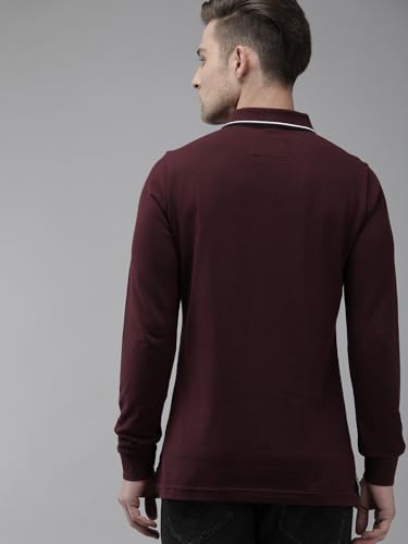 Image of The Bear House Men's Maroon Long Sleeves Pique Polo