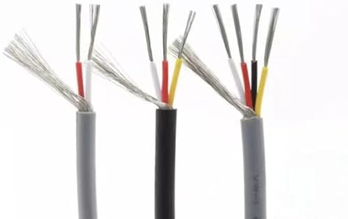 GSUNLEO 1pc 28AWG Shielded Signal Cable - 10M, 2-8 Core PVC Insulated Audio Line for Headphones,Control Applications(Black,10M-28AWG (2CORES))