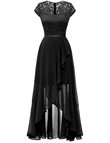 Bbonlinedress Women's V-Neck Dress for Women Wedding Guest Hi-Lo Floral Lace Prom Cocktail Party Formal Bridesmaid Dress - Image 6