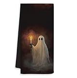 OSLYSOF Halloween Ghost Kitchen Towels, Dark Academia Ghost Hand Towels for Bathroom, Spooky Gothic Dish Tea Towel for Kitchen, Halloween Bathroom Decor, 16x24 Inch