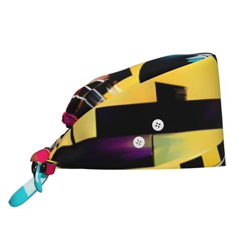 YQxwJL Bonnet de travail avec bouton et bandeau absorbant, chapeau de travail réglable pour homme et femme, taille unique, noir