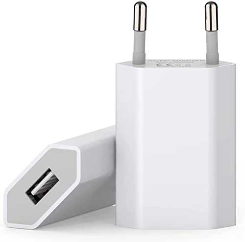 Ya en manzanajugosa.com: 5W Adaptador de Corriente USB (2 Pack) - Cargador para iPhone, Samsung, Xiaomi, Sony, LG Smartphones, iWatch, cámaras, Tablets, MP3, etc. Adaptador USB Universal 5V/1A
