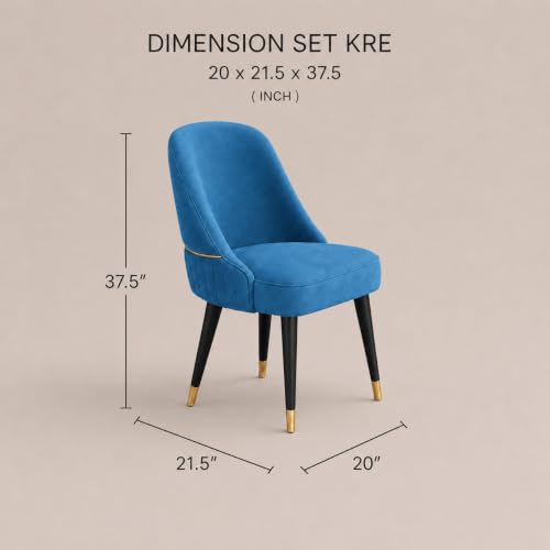 Image of WOODEN SPACE 4 Seater Wooden Dining Table Set | Urban Marble Top Dining Table with Chairs for Dining Room & Kitchen (Modern Grand Aura Blue) (42 x 42 x 30 inch)