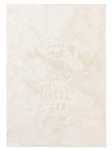 benuta Basic Alfombra Salon Furry - Crema 120x170 cm - De Piel sintética - Suave para Sala y Dormitorio - Base Antideslizante - Lavable - Compatible con calefacción bajo Suelo