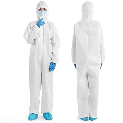 MATCC Ropa Protectora Desechable Batas Desechables Aislado con Capucha Traje de Protección General Tela Unisex Transpirable Antiestático a Prueba de Polvo 3XL