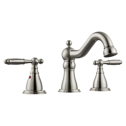 RKF 3 Hole Two Handle Bathtub Faucet - Widespread Bathroom Faucet Brushed Nickel Bathroom Faucet 3 Hole Water Flow BT013-BN Cover