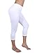 Stretch Cotton Capri Crop Leggings Tights (L, White)