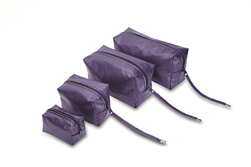 Preisvergleich Produktbild Mehrzweck Taschen Kunstleder Mehrzwecktaschen mit Reißverschluss, 4 Stück - Für Make-up, Körperpflegemittel, Accessoires - Als Kosmetiktasche, Handtasche, Federmäppchen, Geldbörse - Unisex Violett