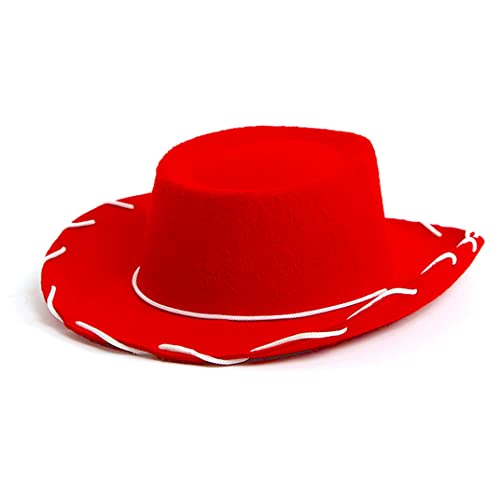 Image of 4E's Novelty Child Red Cowgirl Hat for Toddlers & Kids 3-6, for Halloween Jessie Inspired Costume, Felt Cowboy Hat Child Size for Boys & Girls Ages 3 4 5 6 Year Old (Red)