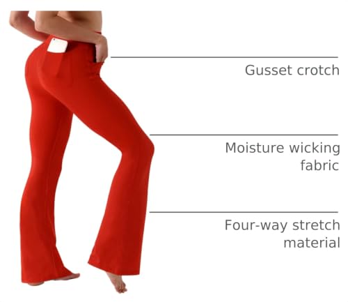 Image of BUBBLELIME 29 inch /31 inch /33 inch /35 inch /37 inch Women High Waist Bootlegs Yoga Pants Tummy Control Bootcut Workout Flared Out Pockets