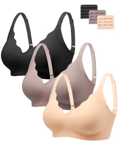 Image of Seamless Wireless Bra for Women with Support - No Underwire Full Coverage Push Up Comfort Bras - Back Fat Smoothing Bralettes