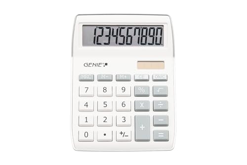 Genie 840 B 10 chiffres calculatrice de bureau avec double alimentation (solaire et batterie) ~ Design Compact (Silver)