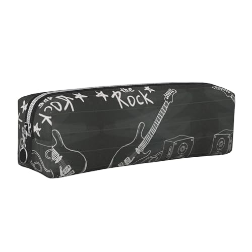 WXWJSHMGC Trousse à crayons simple en cuir imprimé Love Rock, avec poche métallique à fermeture éclair, pochette de rangement pour filles, garçons, étudiants,...