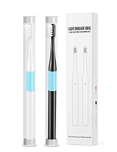 2 Counts Battery Power Electric Toothbrush with Travel Case,40,000 VPM, Lasts 90 Days, Light Brigade Oral Care Electric Sonic Toothbrush, Dentist Recommended Ultra Whitening Toothbrush for Adult Kid