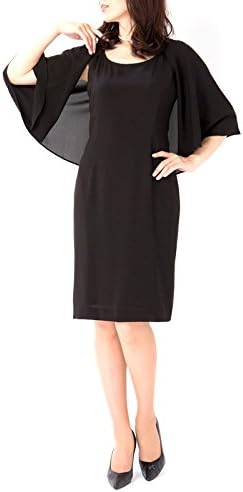 Amazon Co Jp 夏 ケープ付き 3way ブラックフォーマル ワンピース パーティ 謝恩会 卒園式 卒業式 ストレッチ 礼服 フォーマルブラック 服 ファッション小物