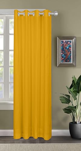 Image of THE LINEN COMPANY Canvas Cotton Long Door Curtains with Steel Eyelet for Living Room /Dining Hall /Hotel /Farm House 1 Pcs Set (4.5ft x 8 ft, Mustard)