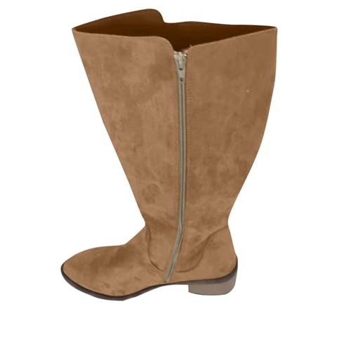 NUSGEAR Botas Serraje Mujer Bota Altas Mujers Boots Ancha Estrecha Planas De Ante Tacon Bajo Invierno Botin De Mujer Forradas Con Tacón, Botines Planos De Gamuza Para Medio Botas Invierno Pisamierdas