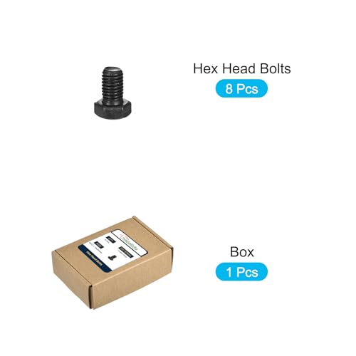 Image of METALLIXITY Hex Bolts (M12-1.75x20mm) 8Pcs, 12.9 Grade Carbon Steel Fully Threaded Black Oxide, Coarse Thread UNC Hex Head Screw Bolt - for Mechanical Repair