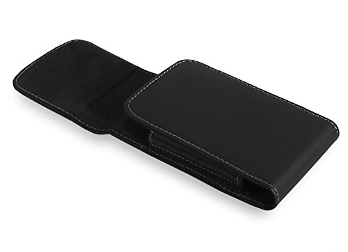 For LG Ultimate 2 II L41c Belt Clip Holster Case [Vertical Leather] Carrying Pouch Cover [Magnetic Closure] [Swivel Belt Clip] (Fits With Lifeproof Case / Waterproof / Ballistic / Shockproof Case On) - Black