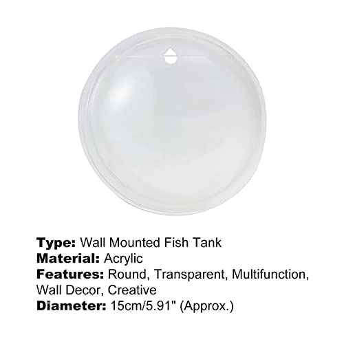 Wall Mounted Flower Pot - 5.9'' Clear Acrylic Round Vase Decoration,Wall Hanging Mount Fish Bowl Aquarium Decorative Plant Pot Hanging Hydroponic Pot Transparent 15Cm #TOP5