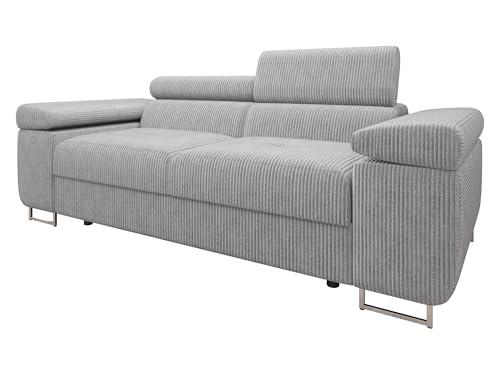 Mirjan24 Sofa Torezio Cord II mit Einstellbare Kopfstützen, Zweisitzer Polstersofa, Füße aus Metall Chrom, Sofagarnitur, Wohnlandschaft, Couchgarnitur (Poso 110)