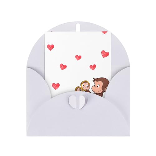 おさるのジョージ 誕生日グリーティングカード 学生用祝福ポストカード 記念日お祝いプリントカード White