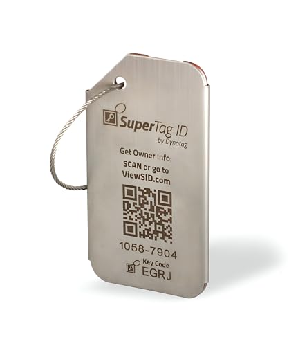 Dynotag® Web Enabled Brushed Stainless Steel Smart Luggage Tag ID + Loop with DynoIQ™ & Lifetime Recovery Service, Durable Travel ID for Suitcases, Backpacks, and Carry-Ons, Easy Identification3