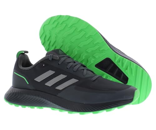 Image of adidas Runfalcon 2.0 Trail Mens Shoes Size 7.5, Color: Carbon Iron /Metallic Screaming Green