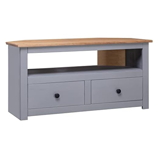 homiuse Mueble esquinero TV Madera Pino Estilo Panamá Gris Muebles De Salon Mueble Television Mesa para TV Mueble Salon TV Muebles De TV Mueble TV Muebles De Salon TV Muebles Salon 93x49x49 cm