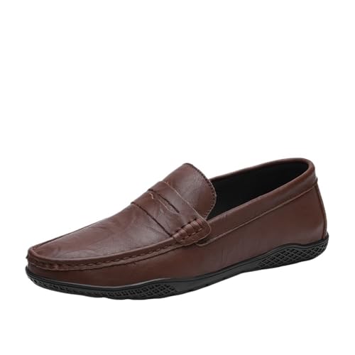 Men's Loafers Shoes PU Stitching Details Round Toe Slip Resistant Flexible Comfortable Classic Prom Slip-ons