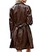 SOMTHRON Women's Mid Length Faux PU Leather Trench Coat Long Sleeve Zip Up Lapel Long Jacket Overcoat with Belt CO-S