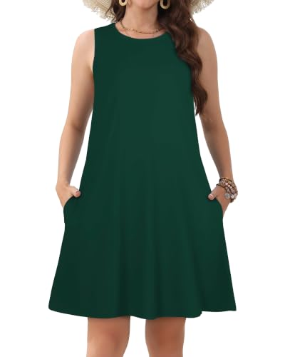 Image of JOLIGAL Womens Summer Dresses Casual Sleeveless Tshirt Sundress Beach Cover Up with Pockets Loose Tank Dress 2026