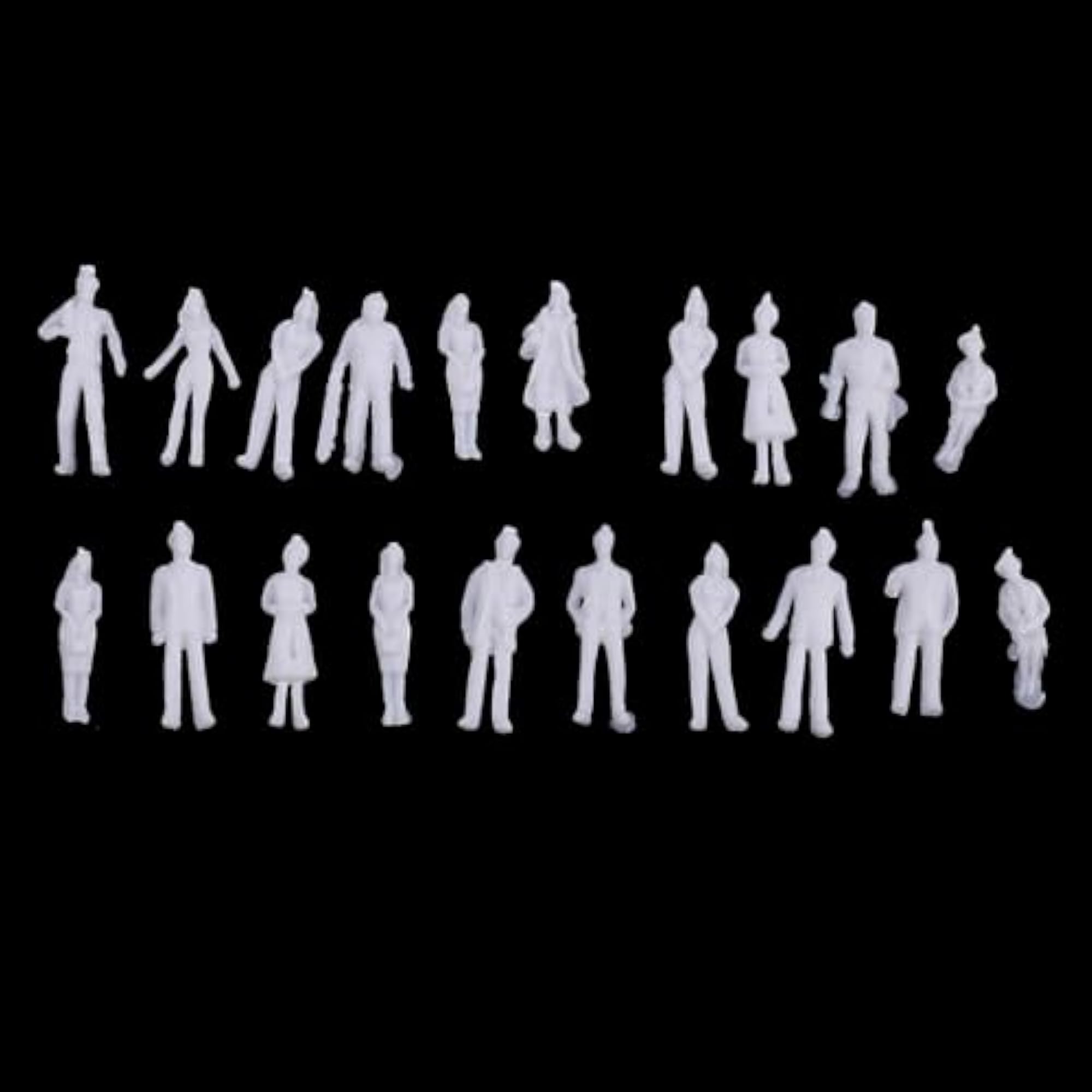 20Pcs 1/100 HO Scale Unpainted Model People Figures