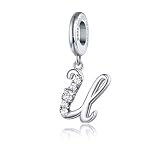 FOREVER QUEEN Charm Breloque Lettre de l'alphabet Argent Sterling 925 Charm Pendant pour Collier de Bracelet (Charm lettre U)