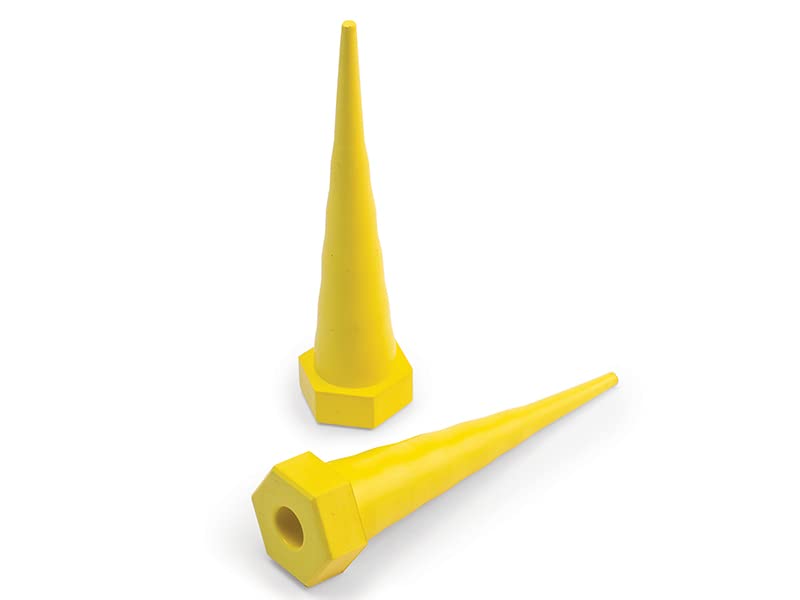 Image of Caplugs PTIND-XL PTSP Series - Pig's Tail Industrial Hydraulic Service Plug, Single Pack, XL Hex, Part Size Range: 2.40 inch- 5.10 inch, Yellow Oil-Resistant Rubber, Leak Prevention (PTIND-XLQ2)