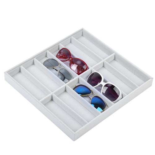 Tomedny Organizzatore per occhiali da sole, 12 griglie Vassoio per esposizione occhiali Vassoio portaoggetti per gioielli per cassetto Porta occhiali Contenitore Porta orologi Contenitore