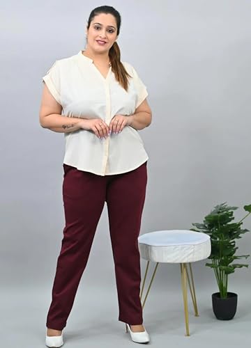 Image of Fashion Plus PlointTrandy Textured Trousers for Women | Women Loose Fit Trousers | Women's High-Waisted Pant | Women Trousers Pants | Korean