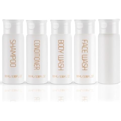 Wowang Travel Bottles for Toiletries 5 PCS 3.38 oz TSA Approved Travel Size Containers for Toiletries Leak-proof Shampoo and Conditioner Bottles Refillable Plastic Squeeze Bottles Travel Essentials Cover