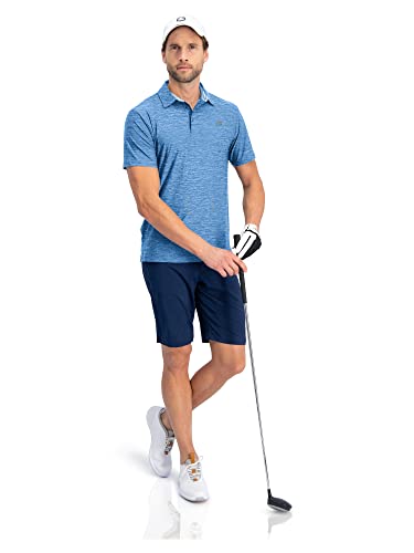 Image of Three Sixty Six Golf Shirts for Men - Dry Fit Short-Sleeve Polo, Athletic Casual Collared T-Shirt Cool Blue