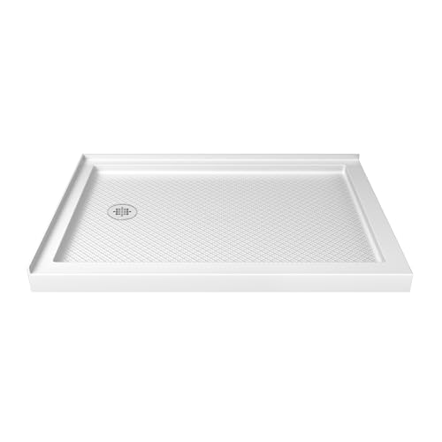 DreamLine SlimLine 32 in. D x 60 in. W x 2 3/4 in. H Left Drain Double Threshold Shower Base in White