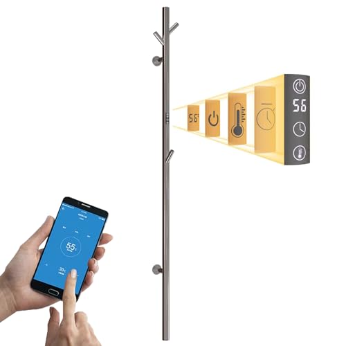 ESOP Radiador Toallero Eléctrico Baño Cromado 40 W Radiador Calienta Toallas de Toallero, 1525 mm WiFi Inteligente de Temperatura Constante Toallero Calentado para Baño, con 3 Ganchos