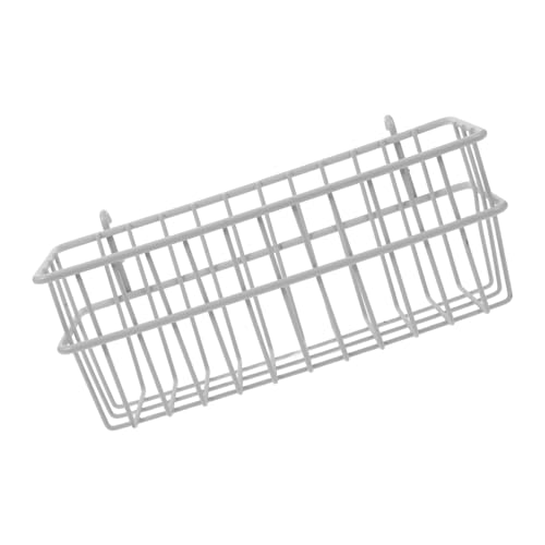 STOBAZA Wall Storage Basket Peg Hanging Garage Wall Storage Organizer Wire Baskets White Iron